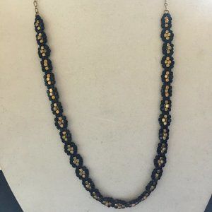 1937 Brand Black Gold Beaded Gold Tone Chain Necklace